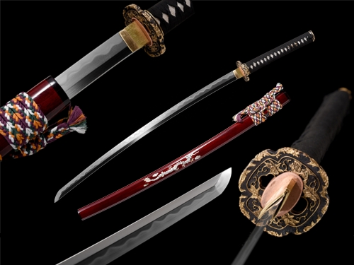 T10 High Carbon Steel  Clay Tempered With Hamon Honsanmai Steel Real Dragon Katana Handmade Japanese Samurai Sword Full Tang